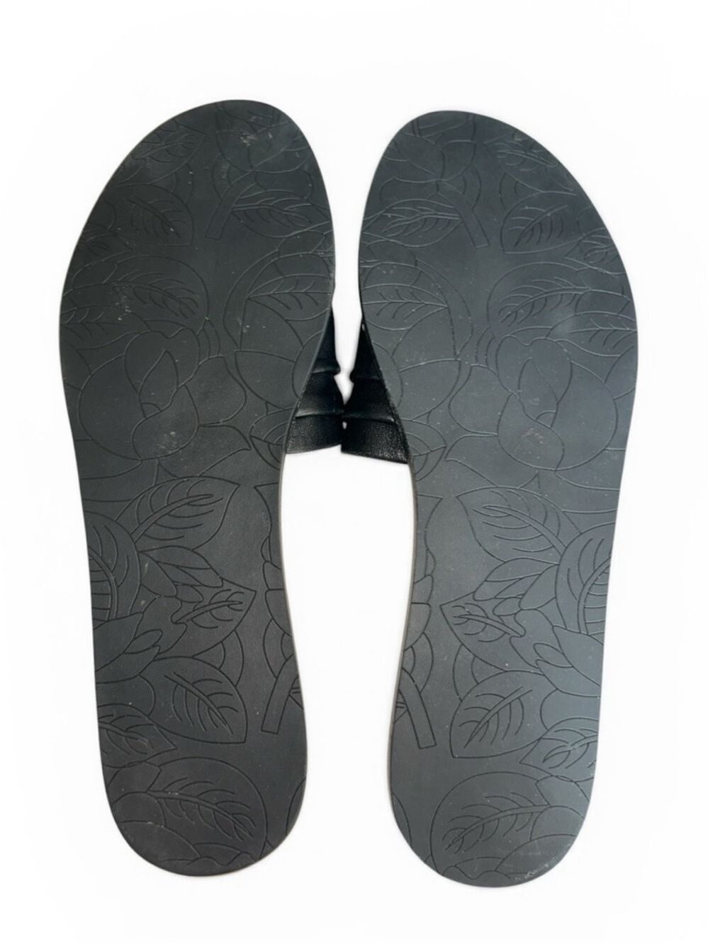 PAIGE Emilia Black Leather Slide Sandals with Ruched Strap Studded Detail Sz 10 - Picture 6 of 7